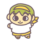 黄色組の子供のイラストで背景は白