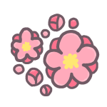 桃の花のイラストで背景は透明