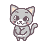 灰色の猫のイラストで背景は透明