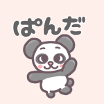 パンダのイラストで「ぱんだ」のロゴあり