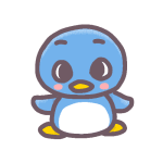 水色のペンギンのイラストで背景は透明