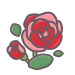 赤いバラのイラストで背景は透明
