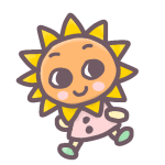 太陽のキャラクターのイラストで背景は透明