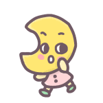 月のキャラクターのイラストで背景は透明