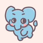 水色の象のイラスト