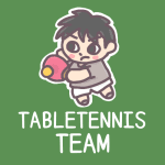 男子卓球部員のイラストで「TABLETENNIS TEAM」のロゴあり