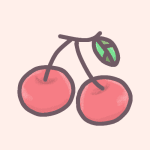 サクランボのイラストで背景はピンク色