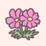 コスモスのイラストで背景はピンク色