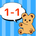 熊のぬいぐるみのイラスト「1-1」のロゴあり
