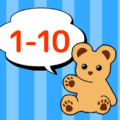 熊のぬいぐるみのイラスト「1-10」のロゴあり