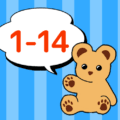 熊のぬいぐるみのイラスト「1-14」のロゴあり