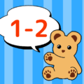 熊のぬいぐるみのイラスト「1-2」のロゴあり