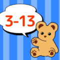 熊のぬいぐるみのイラスト「3-13」のロゴあり