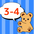 熊のぬいぐるみのイラスト「3-4」のロゴあり