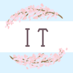 鉛筆画風の桜の装飾枠「IT」のロゴあり