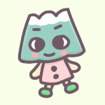 山のキャラクターのイラストで背景は薄緑