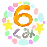 水彩画風のイラスト「6くみ」のロゴあり