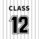 野球ユニフォーム風のイラスト「CLASS12」のロゴあり