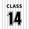 野球ユニフォーム風のイラスト「CLASS14」のロゴあり
