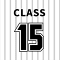 野球ユニフォーム風のイラスト「CLASS15」のロゴあり