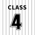 野球ユニフォーム風のイラスト「CLASS4」のロゴあり