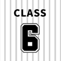 野球ユニフォーム風のイラスト「CLASS6」のロゴあり