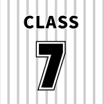 野球ユニフォーム風のイラスト「CLASS7」のロゴあり