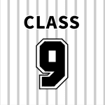 野球ユニフォーム風のイラスト「CLASS9」のロゴあり