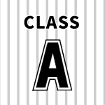 野球ユニフォーム風のイラスト「CLASS　A」のロゴあり