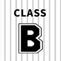 野球ユニフォーム風のイラスト「CLASS　B」のロゴあり
