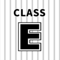 野球ユニフォーム風のイラスト「CLASS　E」のロゴあり