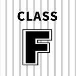 野球ユニフォーム風のイラスト「CLASS　F」のロゴあり