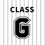 野球ユニフォーム風のイラスト「CLASS　G」のロゴあり