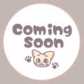 アイコン使用イメージの空きスペースに入れるイラスト。猫のイラストと「comingsoon」のロゴあり