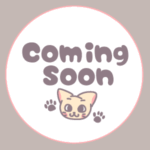 アイコン使用イメージの空きスペースに入れるイラスト。猫のイラストと「comingsoon」のロゴあり