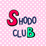 ピンク色の水玉模様にポップな文字「SHODOCLUB」のロゴあり