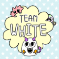 ポップなモンスターのイラスト「TEAMWHITE」のロゴあり