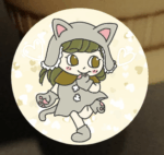 猫コーデのアイコンの見本画像、黄背景に右向きの女の子