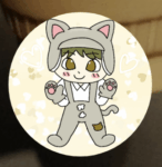 猫コーデのアイコンの見本画像、黄背景に男の子