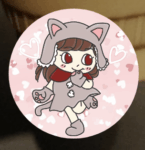 猫コーデのアイコンの見本画像、赤背景に右向きの女の子