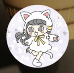 猫コーデのアイコンの見本画像、白背景に左向きの女の子