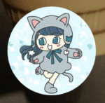 猫コーデのアイコンの見本画像、水色背景に左向きの女の子