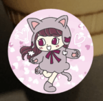 猫コーデのアイコンの見本画像、ピンク背景に左向きの女の子