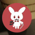 オシャレで紳士な兎のアイコンの見本画像、全体的に赤