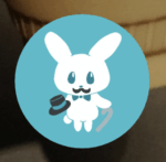 オシャレで紳士な兎のアイコンの見本画像、全体的に水色