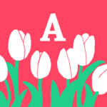 モダンでおしゃれなチューリップとアルファベットのアイコン、赤背景にA