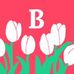 モダンでおしゃれなチューリップとアルファベットのアイコン、赤背景にB