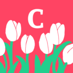 モダンでおしゃれなチューリップとアルファベットのアイコン、赤背景にC