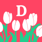 モダンでおしゃれなチューリップとアルファベットのアイコン、赤背景にD