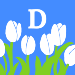 モダンでおしゃれなチューリップとアルファベットのアイコン、青背景にD